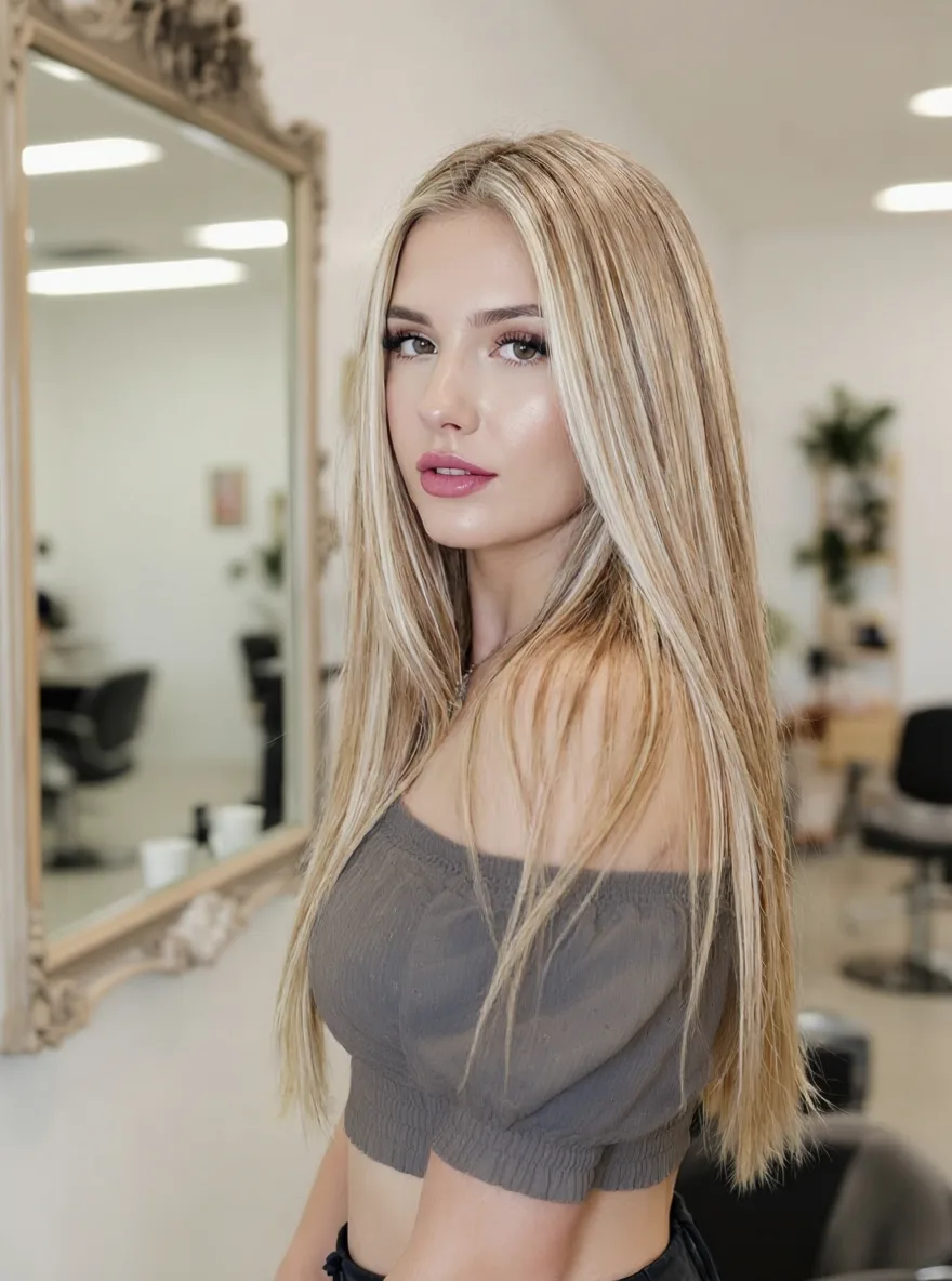 Straight Long Sandy Blonde Hair with Subtle Highlights